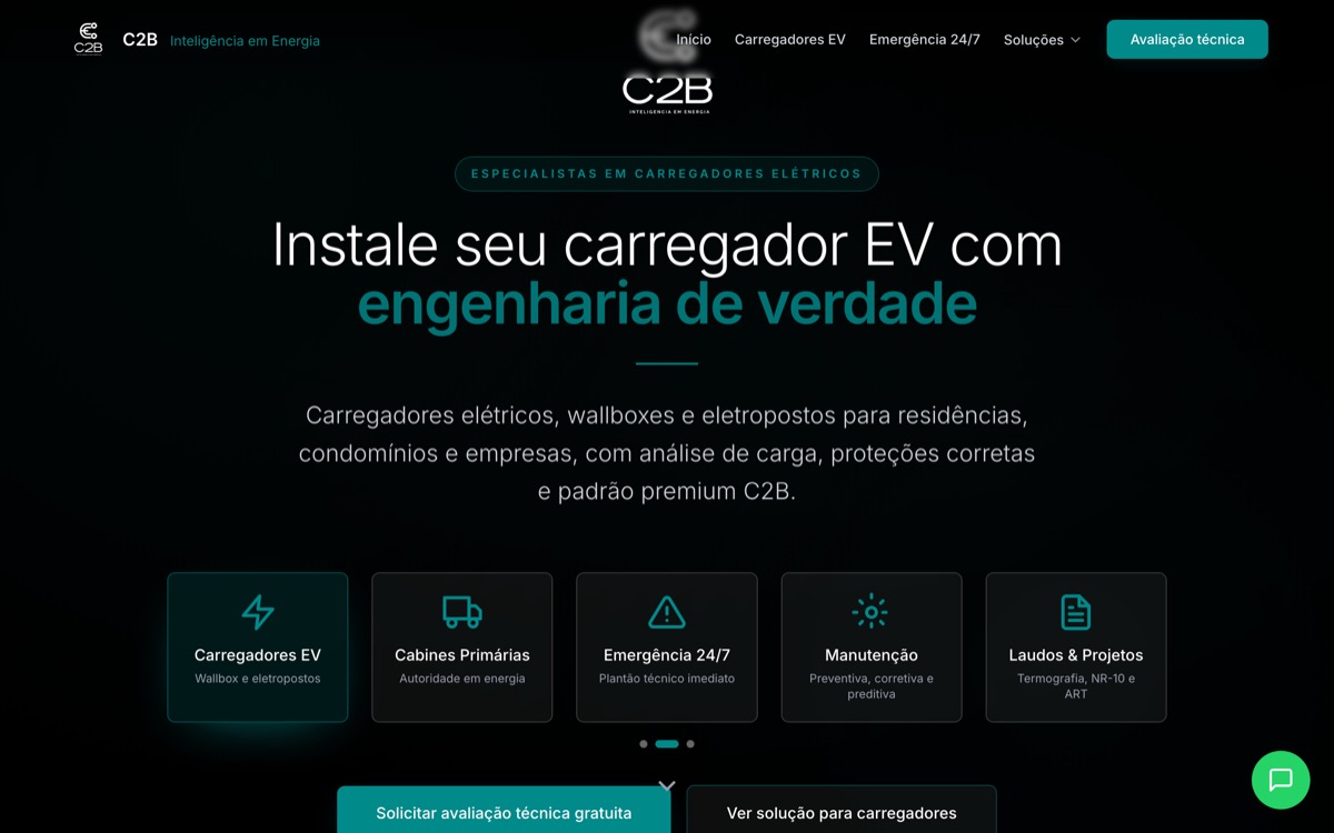 Site da C2B Engenharia feito pela AltruistLabs
