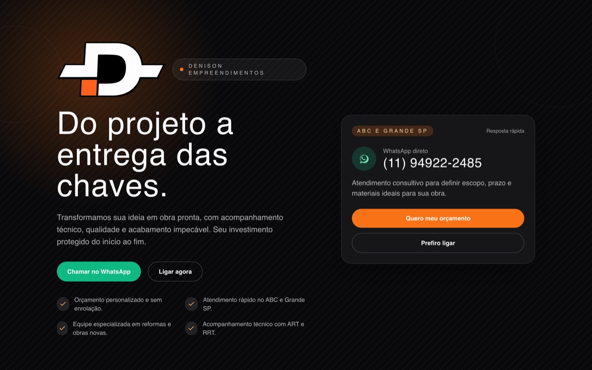 Site da Denison Empreendimentos feito pela AltruistLabs